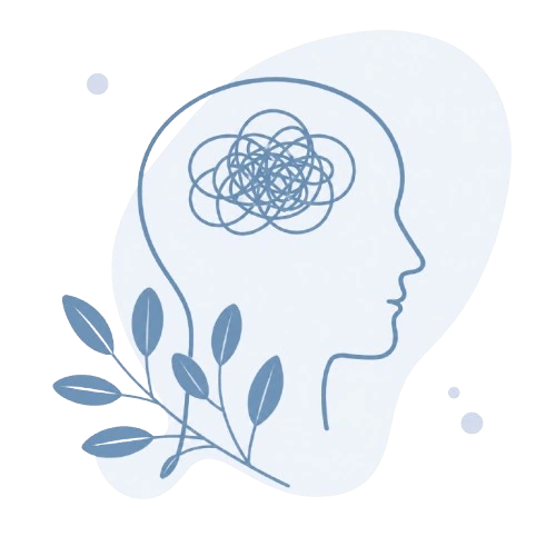 Ilustração de cabeça com folhas simbolizando saúde mental